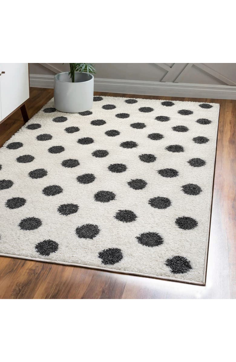 JONATHAN Y Pere Modern Charcoal Dot Shag Area Rug, Alternate, color, White/Gray