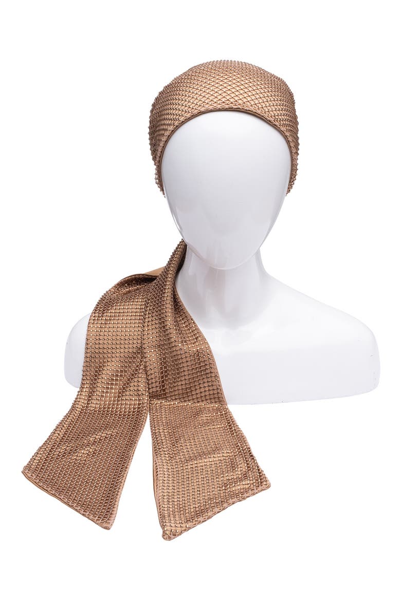 Crystal Mesh Headscarf, Main, color, CAMEL/ GOLD
