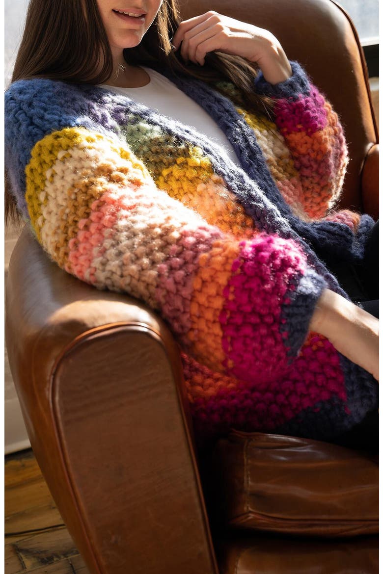 Mayflower Stripe Crochet Cardigan, Alternate, color, BRIGHT MULTI