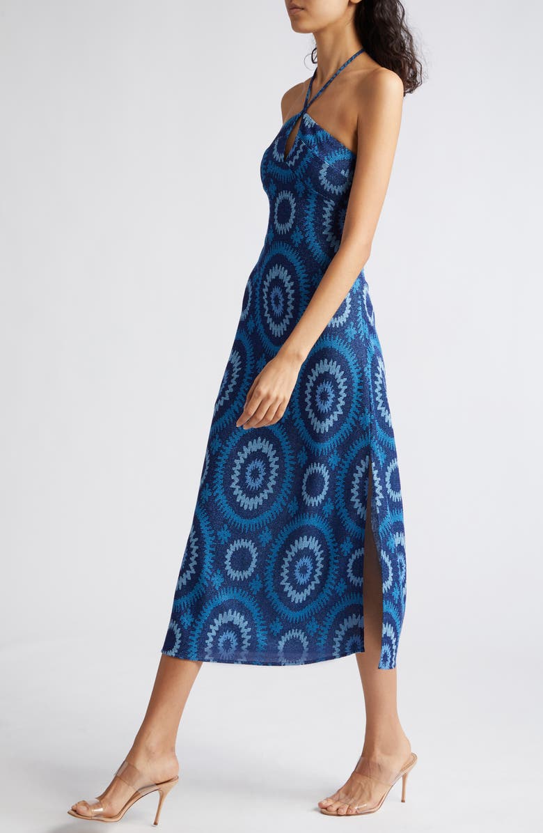 Ramy Brook Aya Halter Midi Dress, Alternate, color, Spring Navy/ Crystal Blue