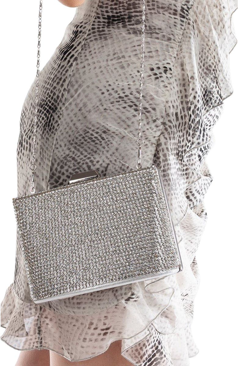 Forever & Always Shoes Marla Evening Clutch, Alternate, color, Silver Glitter Sequins