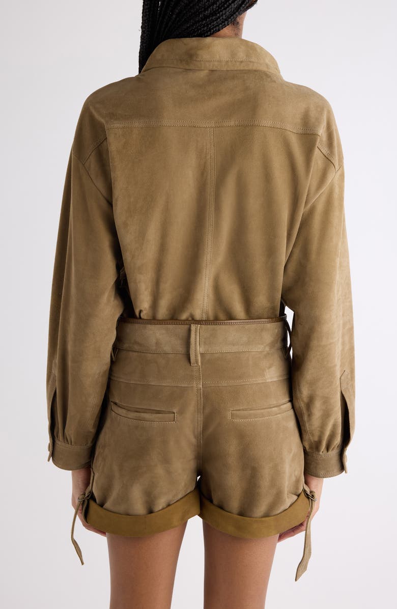 Isabel Marant Maldia Oversize Suede Snap Shirt, Alternate, color, Bronze