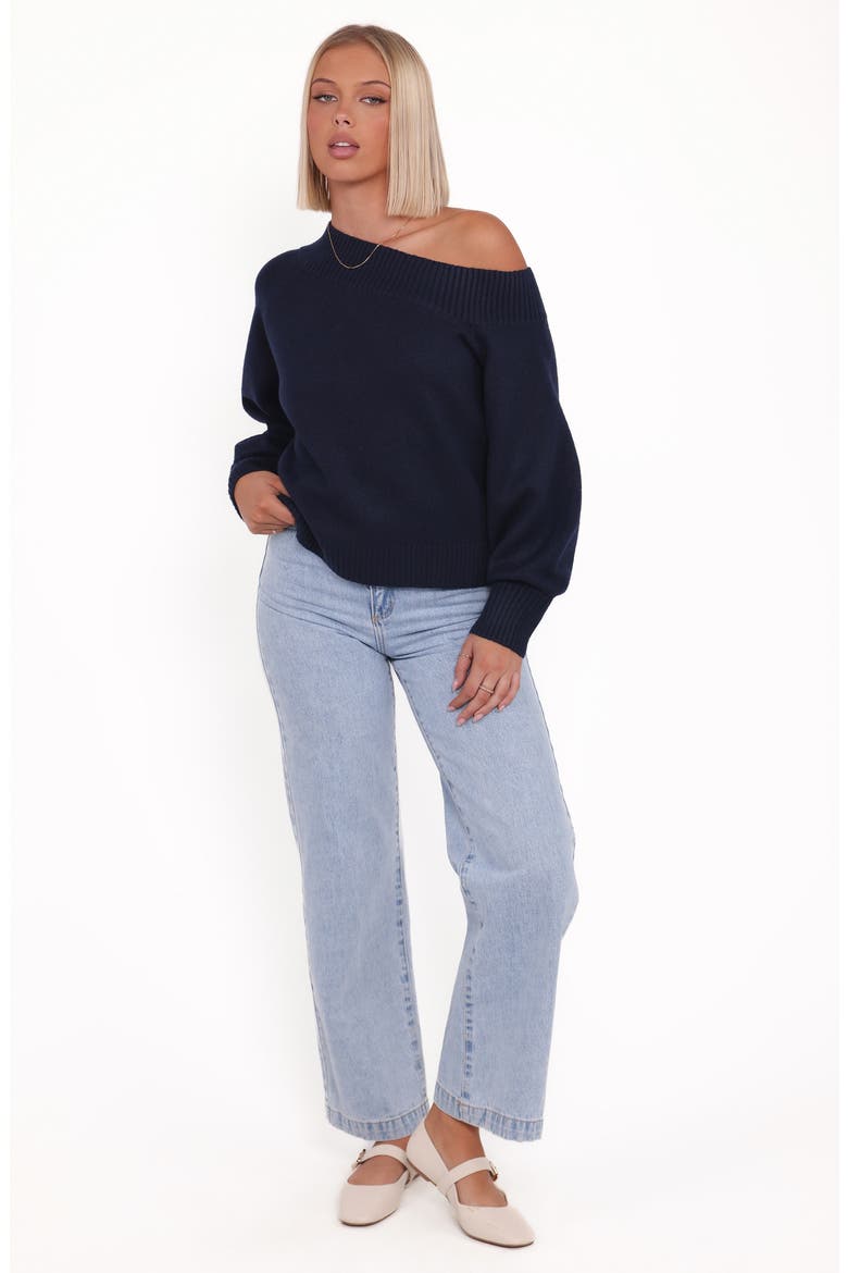 Allis One-Shoulder Sweater, Alternate, color, NAVY