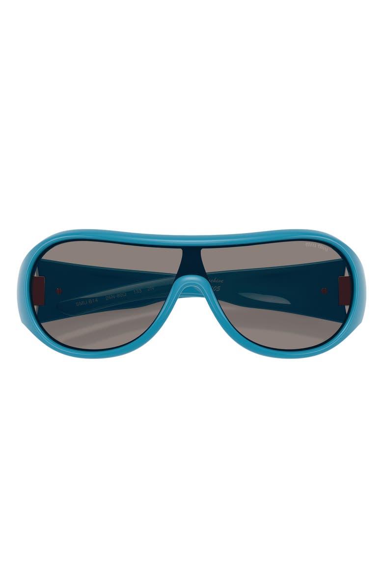 Miu Miu Runway Irregular Sunglasses, Alternate, color, Blue / Dark Grey