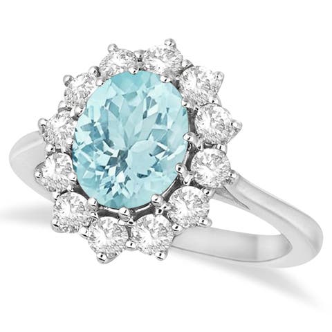 Oval Gemstone & Diamond Accented Ring in 14k 3.60ct