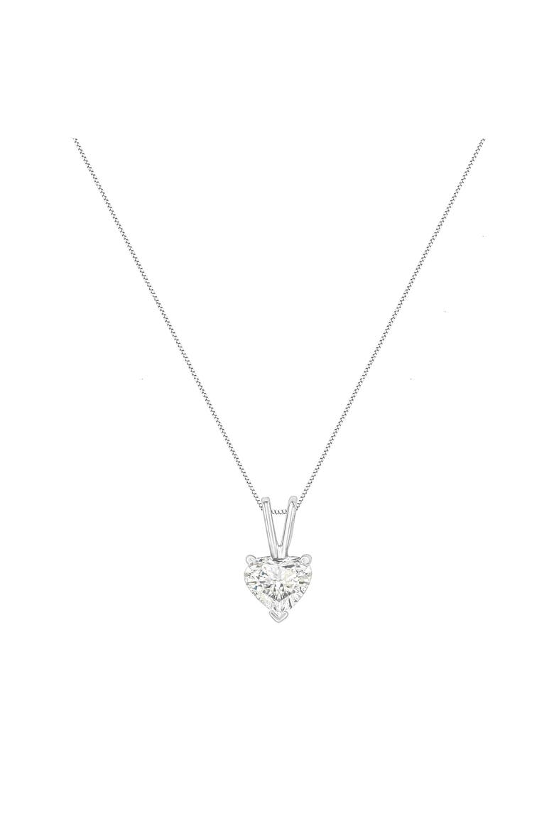 14K White Gold 1/2 Cttw Heart-Shaped Diamond Classic Solitaire Pendant Necklace, Alternate, color, White