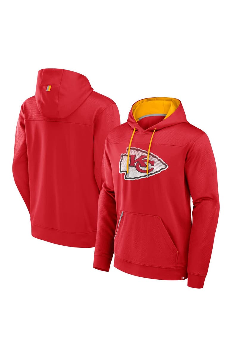 FANATICS Men's Fanatics Red Kansas City Chiefs Defender Pullover Hoodie, Main, color, 