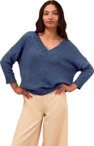 Celtic & Co. Cotton Blend Flecked V-Neck Sweater