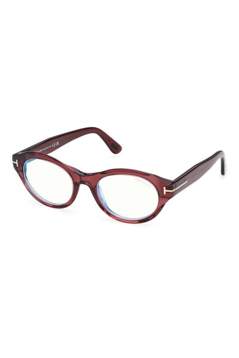 51mm Oval Sunglasses, Alternate, color, SHINY TRANSPARENT DARK BURGUN