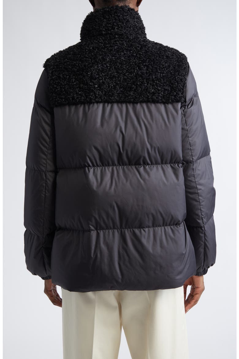 Esnaie Faux Shearling Trim Down Jacket, Alternate, color, BLACK