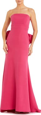 Mac Duggal Strapless Oversized Statement Bow Crepe Gown
