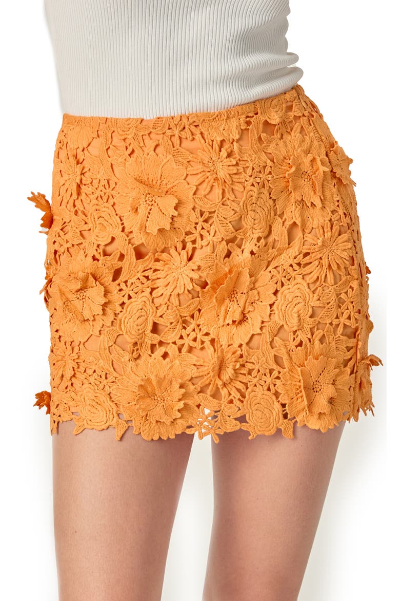 Floral Lace Miniskirt, Alternate, color, ORANGE