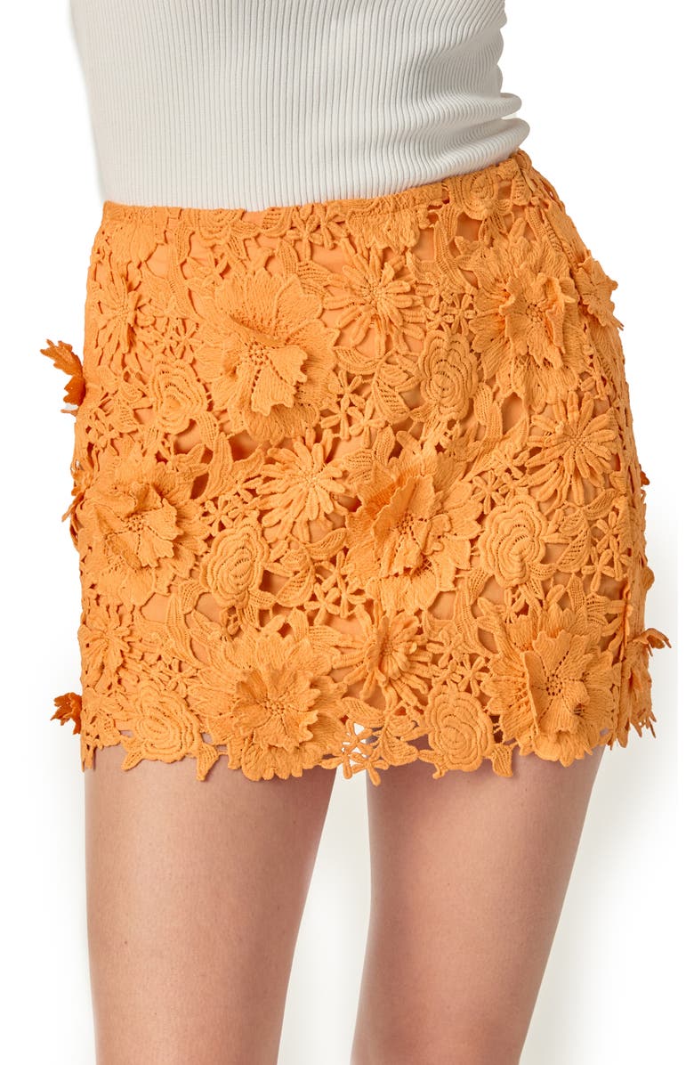 Endless Rose Floral Lace Minidress, Alternate, color, Orange
