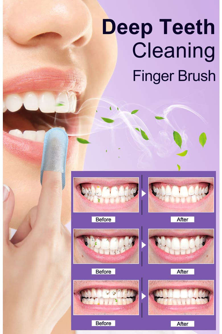 Teeth Wipes Disposal Finger Brush Deep Cleaning Teeth Wipes, Mint Flavor, Alternate, color, Purple