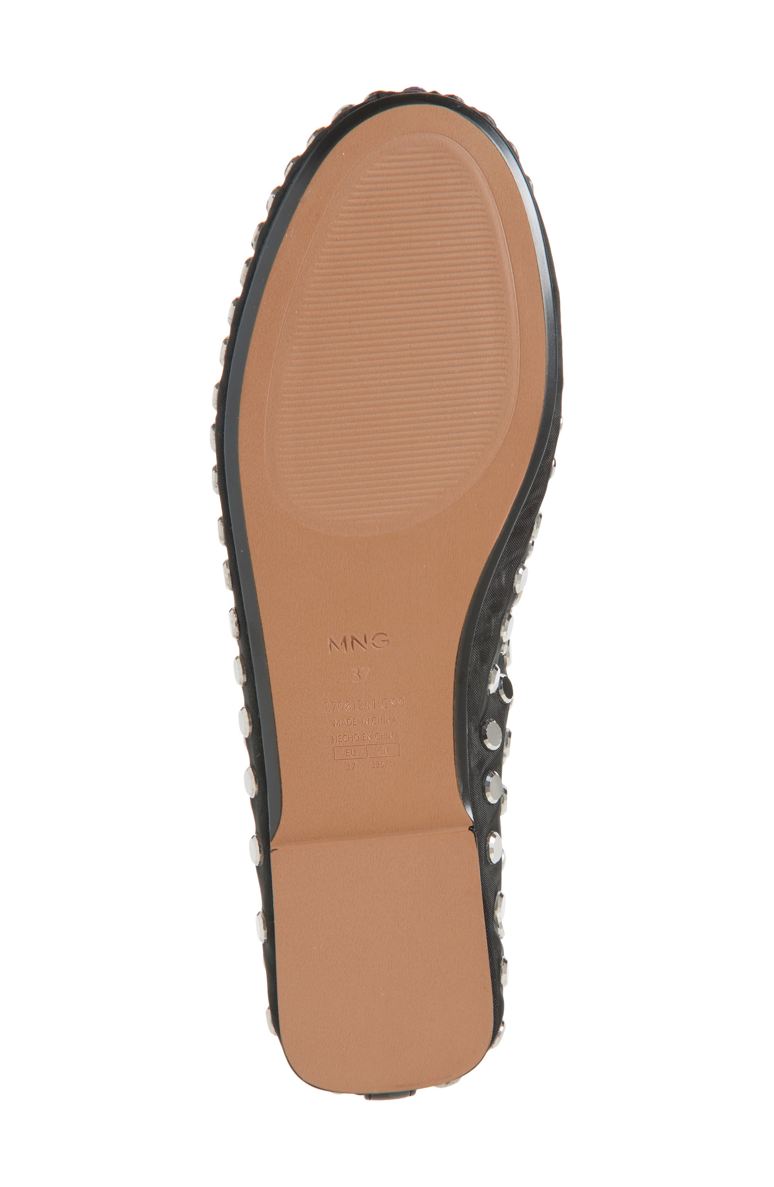 MANGO Savoir Studded Mesh Flat, Alternate, color, Black