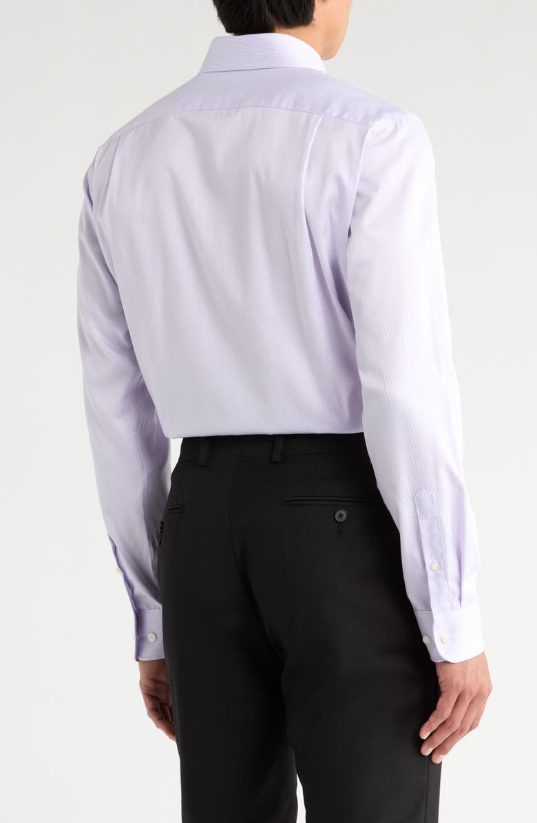 Nordstrom Trim Fit Pinstripe Non-Iron Cotton Dress Shirt, Alternate, color, Purple Nep Stripe