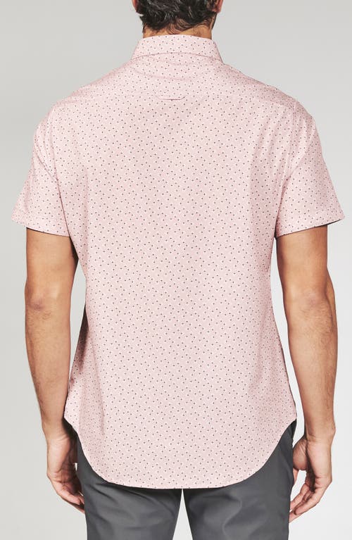 7 Diamonds Seager Geo Print Short Sleeve Performance Button-up Shirt In Pink