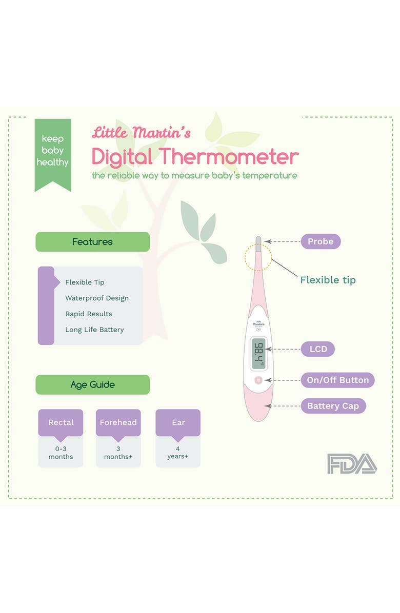Little Martin's Digital Thermometer, Armpit & Rectal Reading, Alternate, color, Multicolored