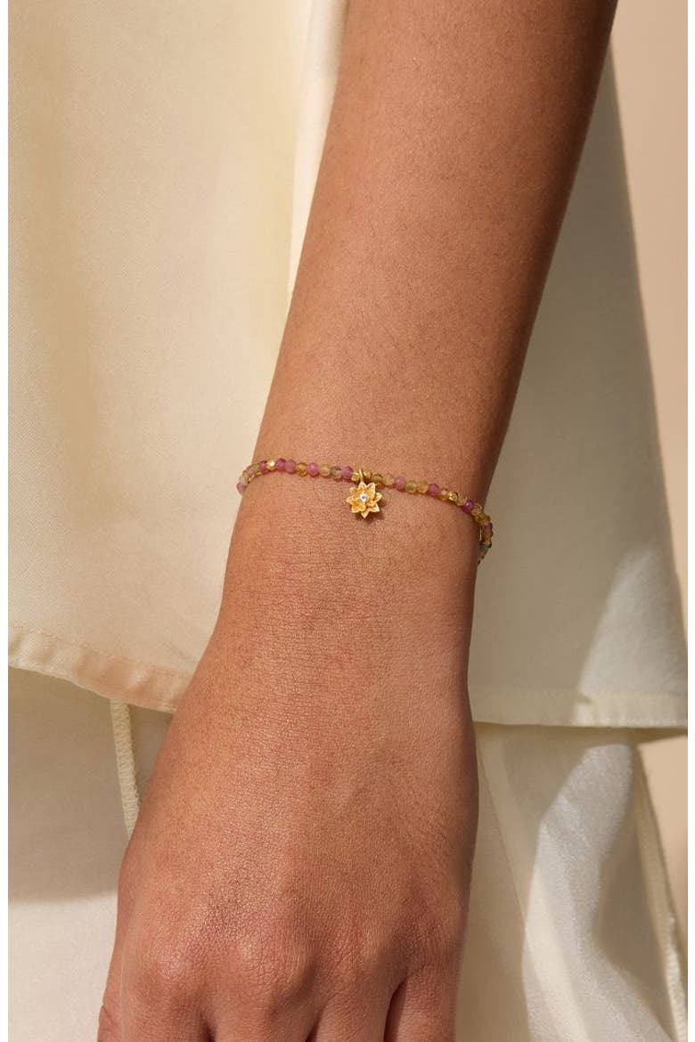 Bloom On Your Path Pink Tourmaline Lotus Bracelet, Alternate, color, Pink