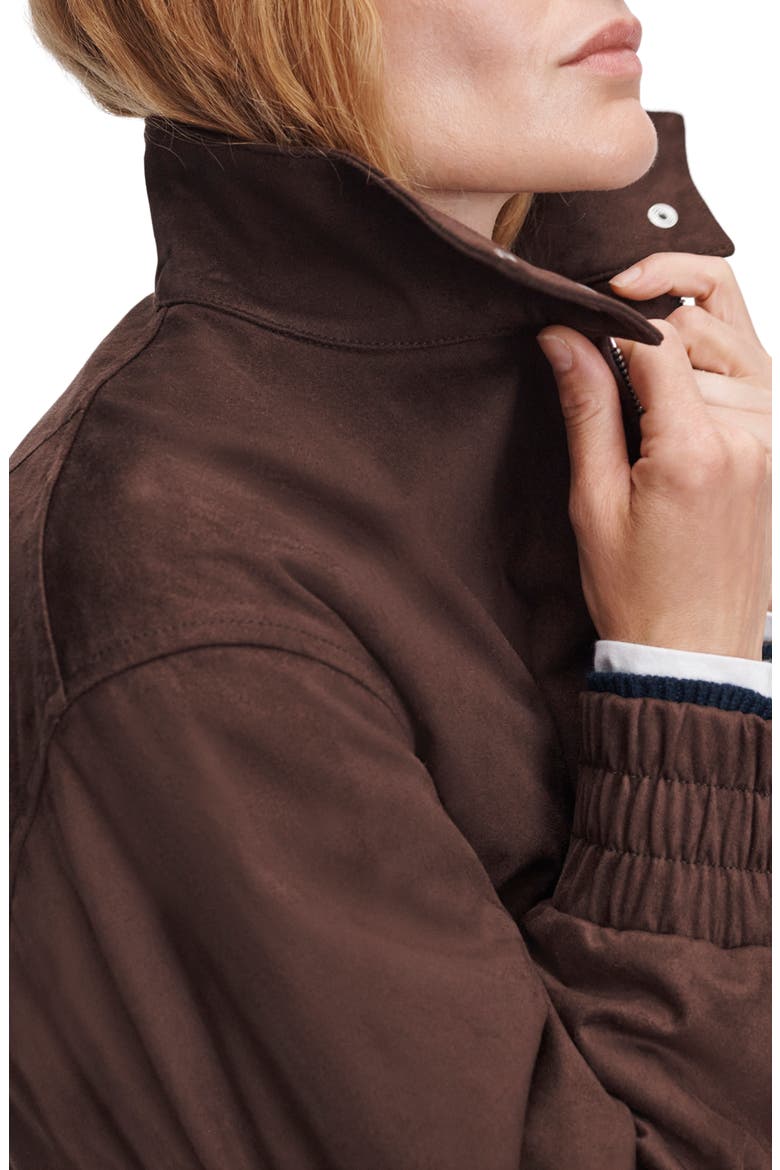Eliza Faux Suede Bomber Jacket, Alternate, color, DARK BROWN
