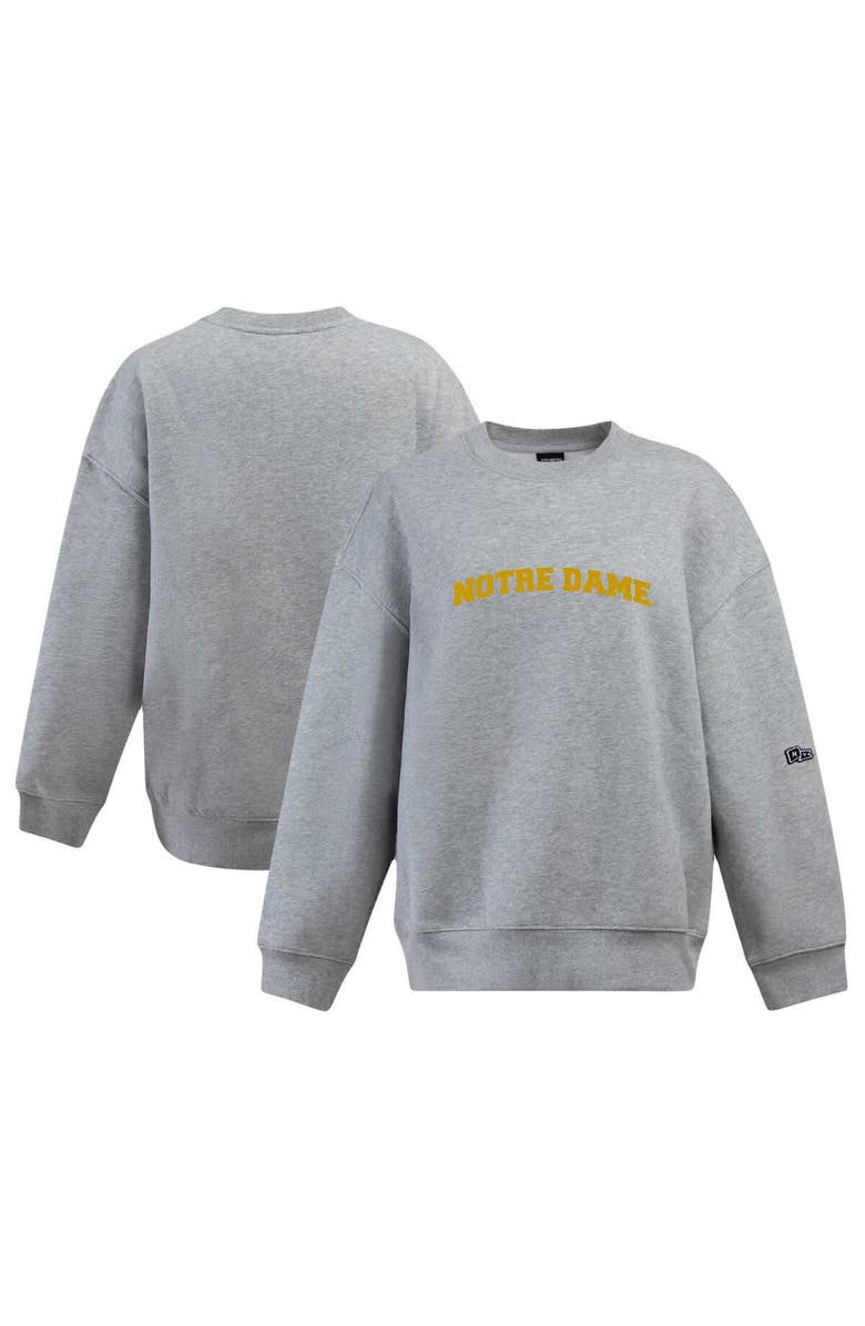 Hype and Vice Women's Hype and Vice Heather Gray Notre Dame Fighting Irish Offside Pullover Sweatshirt, Main, color, 