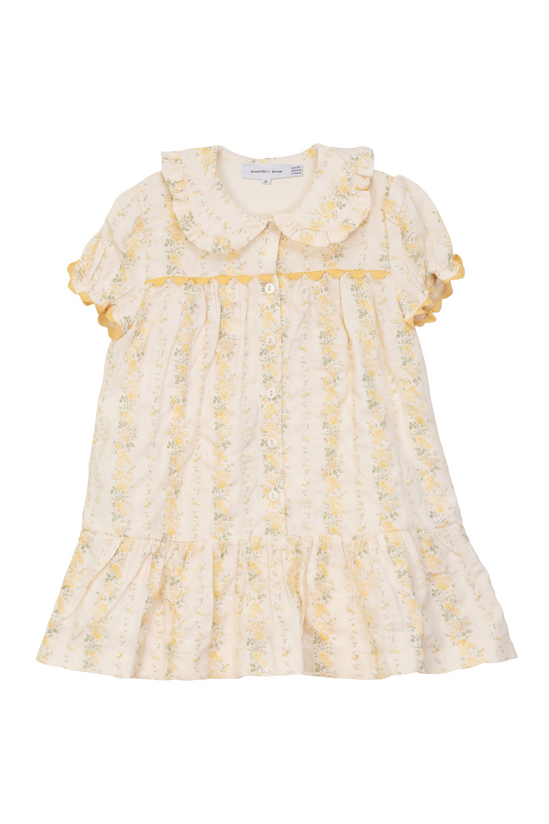 Stripe Floral Print Dress, Main, color, Yellow