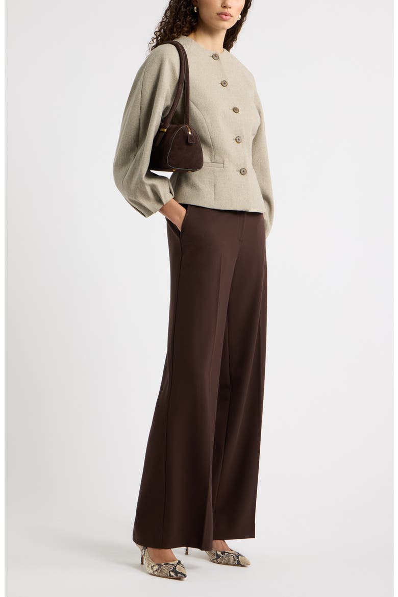 Collarless Sculpted Jacket, Alternate, color, BEIGE HEATHER