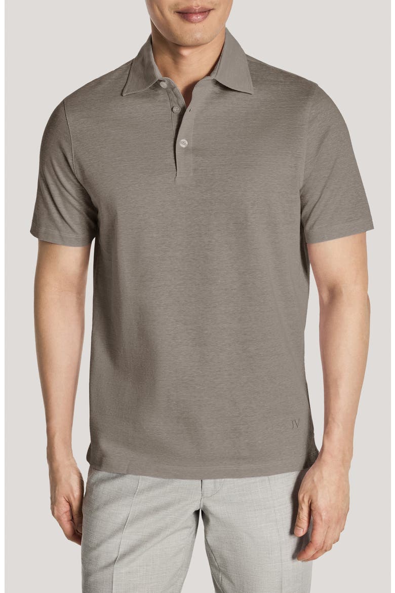 Davis Cotton & Linen Polo, Main, color, KHAKI
