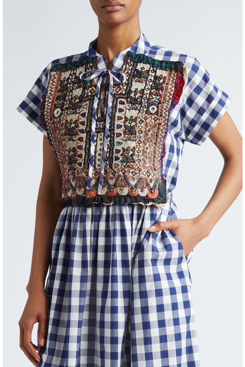 Tao Comme des Garçons Gingham Cotton Midi Dress with Hand