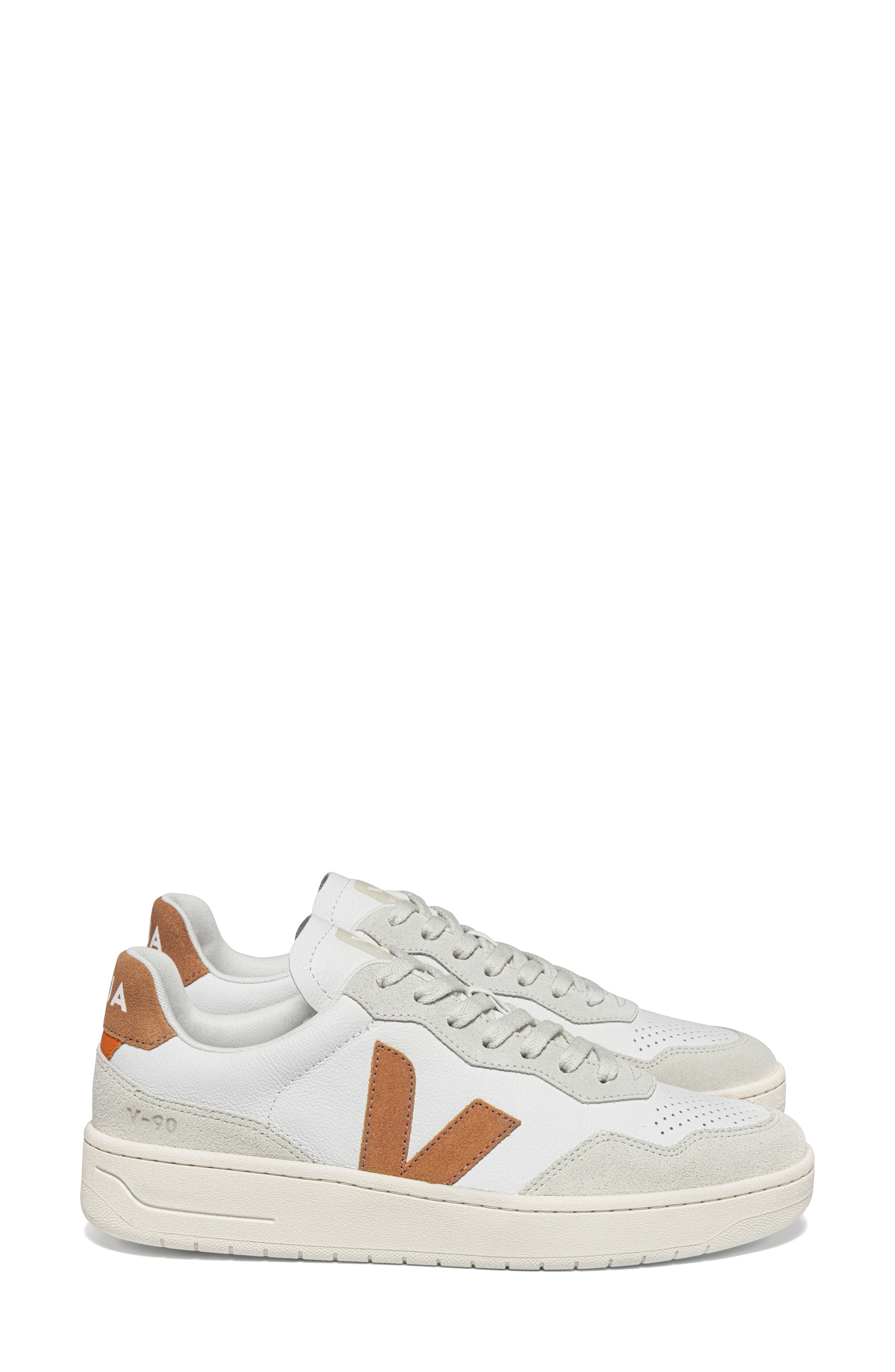 Veja V-90 Leather Sneaker, Alternate, color, Extra-White Umber