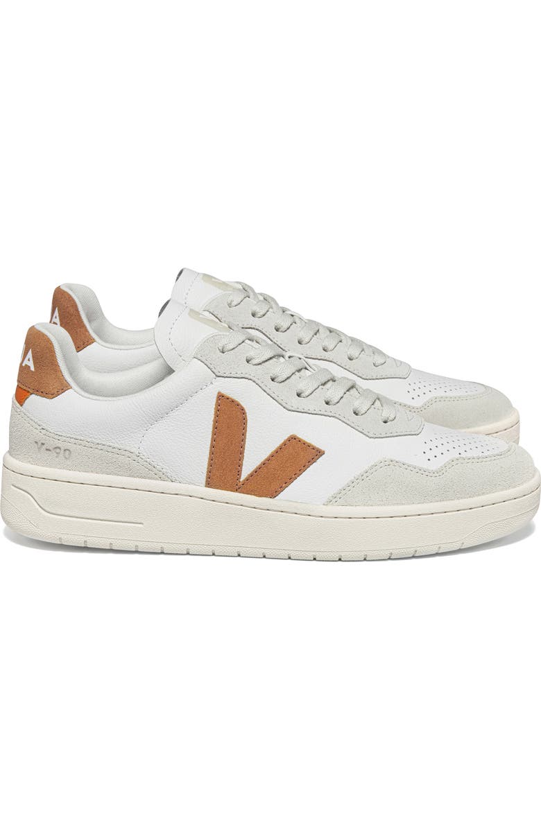 Veja V-90 Leather Sneaker, Alternate, color, Extra-White Umber
