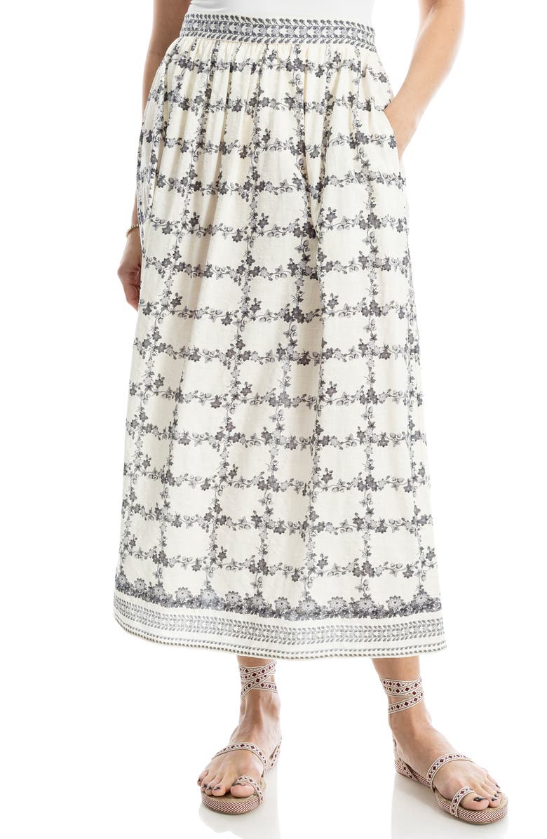 MAX STUDIO A-Line Maxi Skirt, Main, color, Off White/ Black Floral
