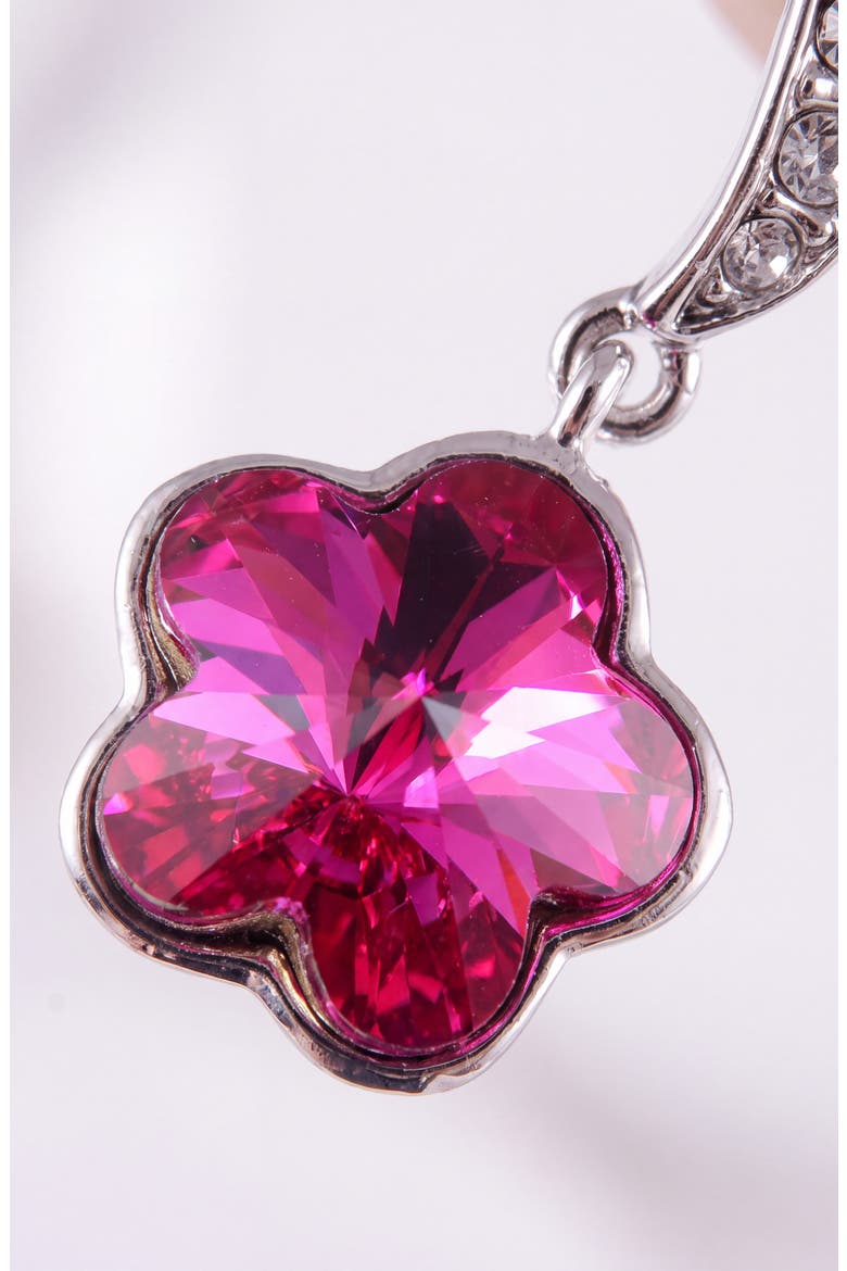 Crystal Flower Drop Earrings, Alternate, color, Pink