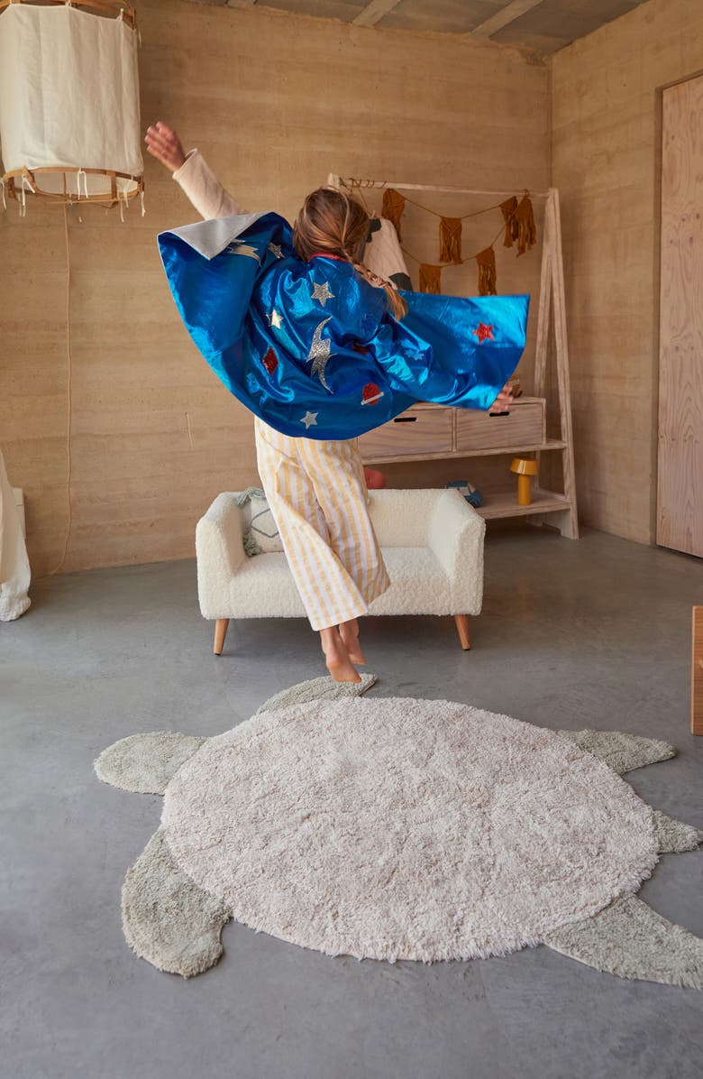 Lorena Canals Sea Turtle Washable Recycled Cotton Blend Rug, Alternate, color, Natural Olive