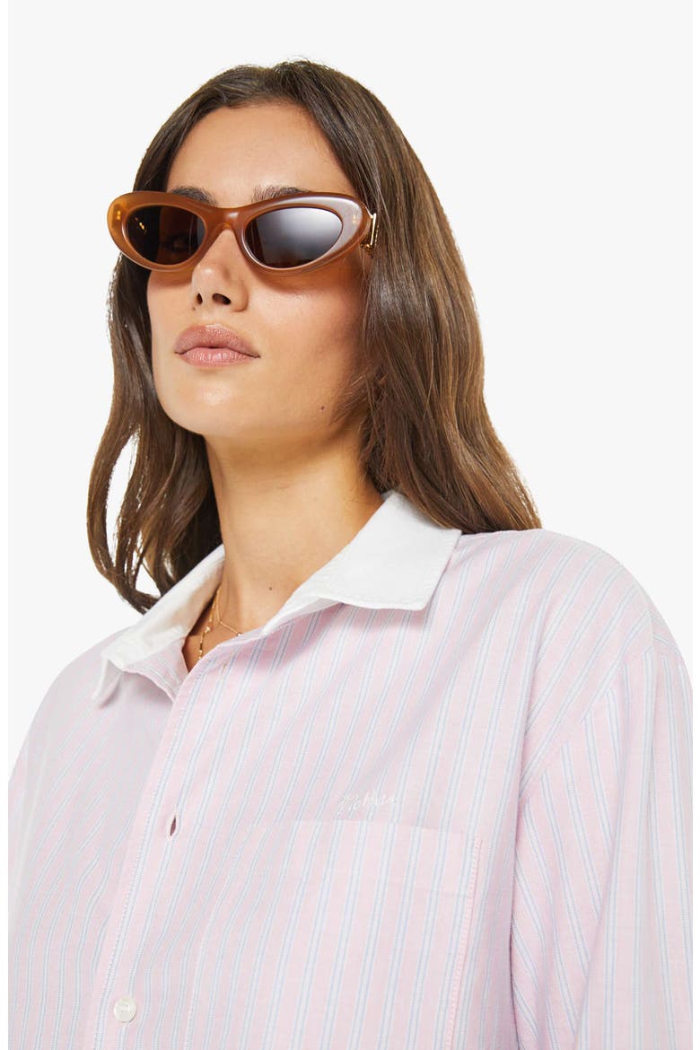 The Roomie Frenchie Pinstripe Cotton Button-Up Top, Alternate, color, JULIENNE CUT