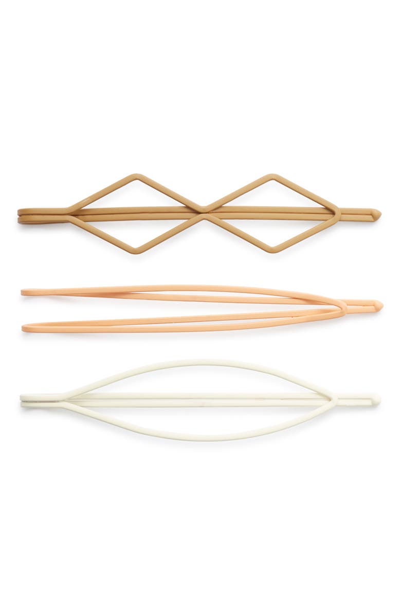Madewell Three-Pack Geo Coated Acetate Hairpins, Main, color,