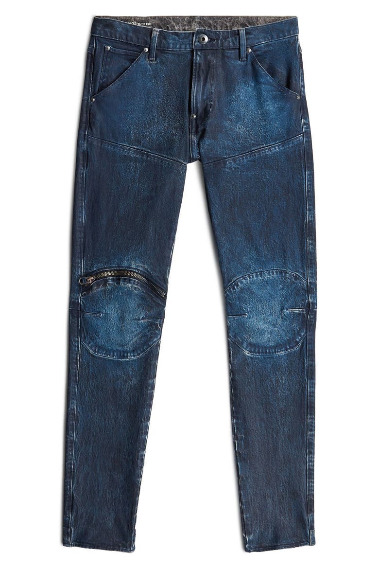 3D Zip Knee Skinny Jeans, Alternate, color, FADED CERULEAN SKIN