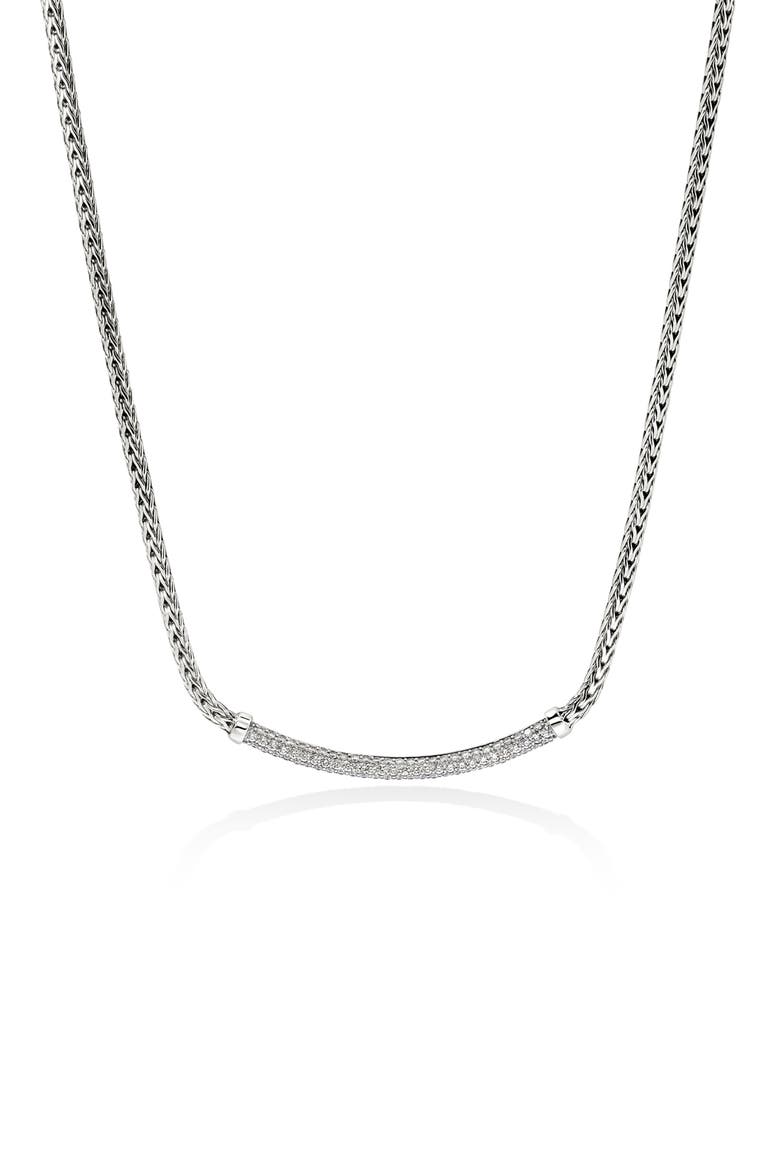 JH Essential Diamond Pavé Necklace, 2.5mm, Main, color, SILVER/ WHITE DIAMOND