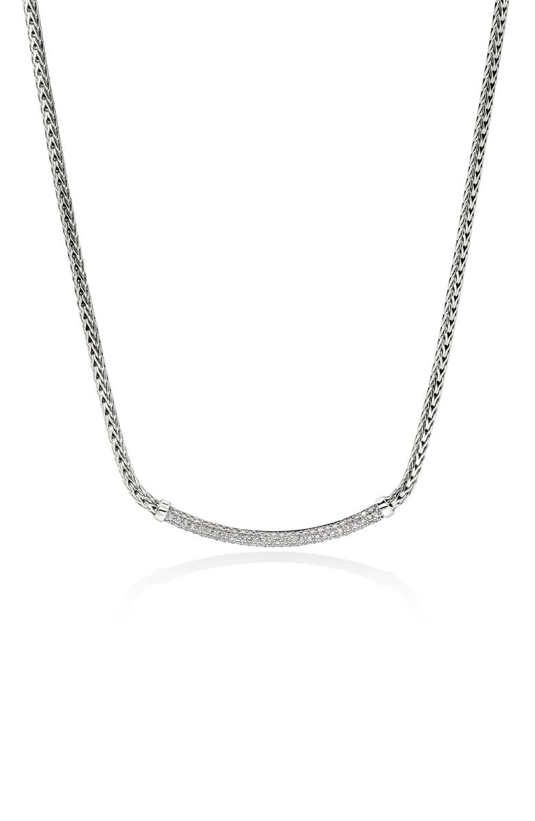 John Hardy JH Essential Diamond Pavé Necklace, 2.5mm, Main, color, Silver/ White Diamond