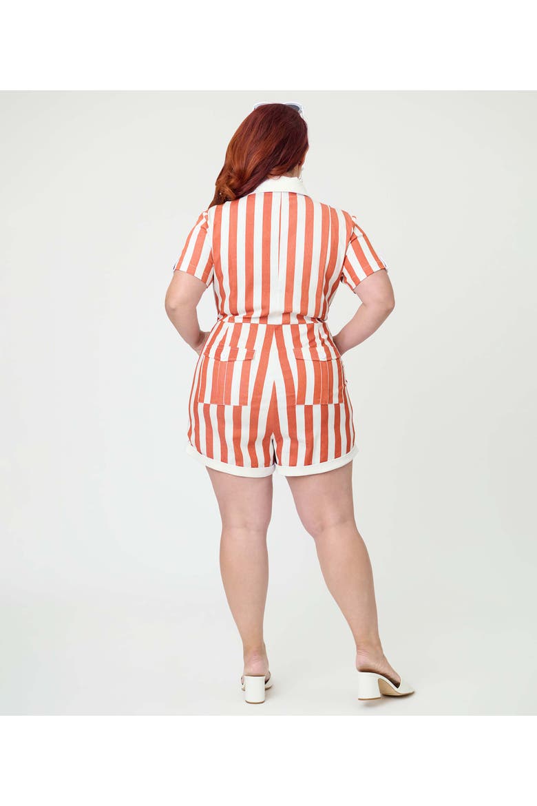 Plus Size 1960s Mia Romper, Alternate, color, Red & Ivory Stripe