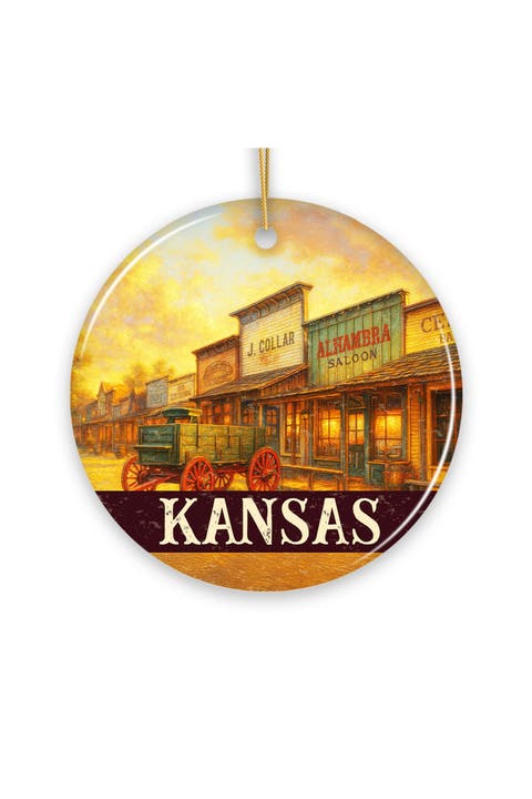 Kansas Frontier Saloon Street Scene Ceramic Ornament