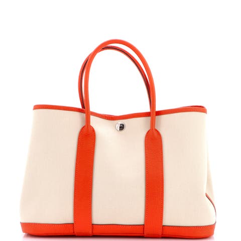 Garden Party Tote Toile and Leather 30