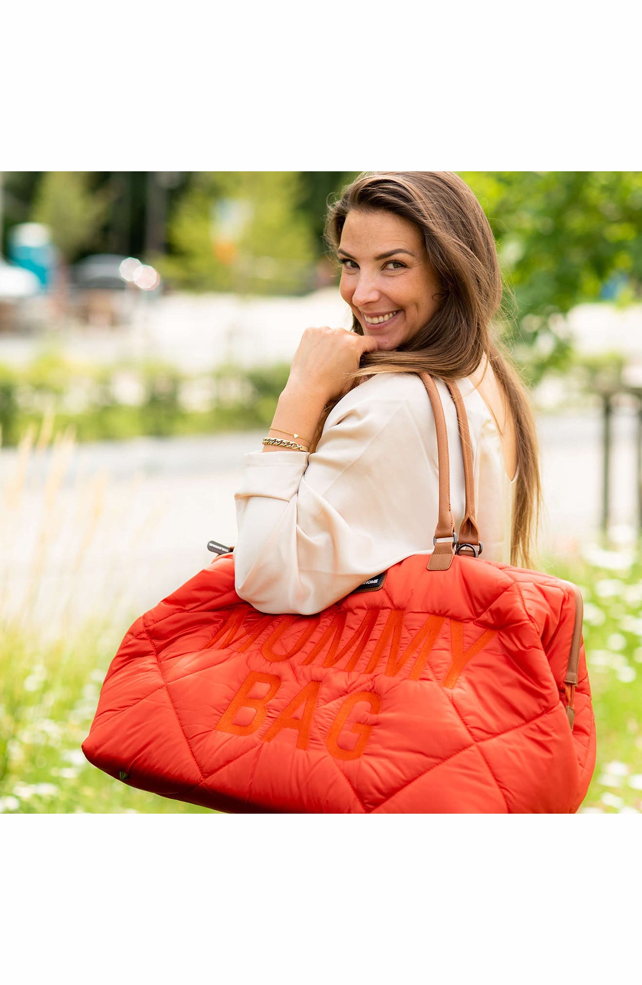 CHILDHOME XL Quilted Travel Diaper Bag, Alternate, color, Puffer Red