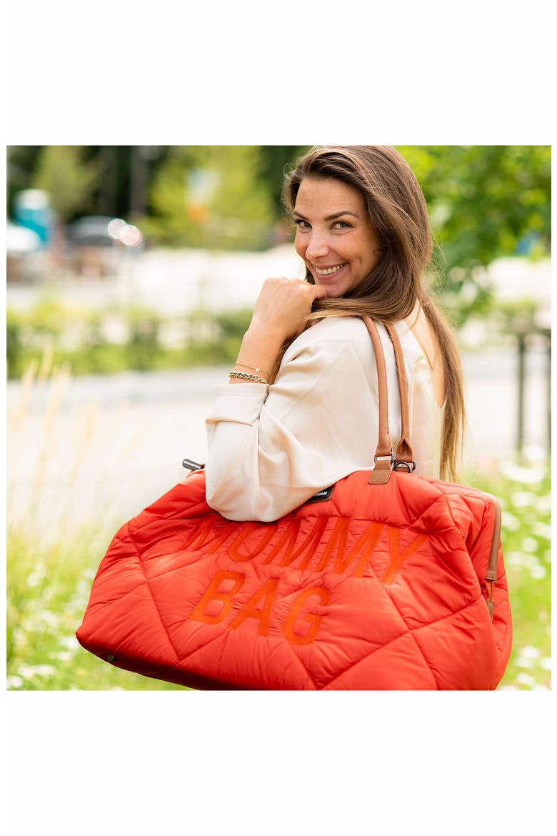 XL Quilted Travel Diaper Bag, Alternate, color, PUFFER RED