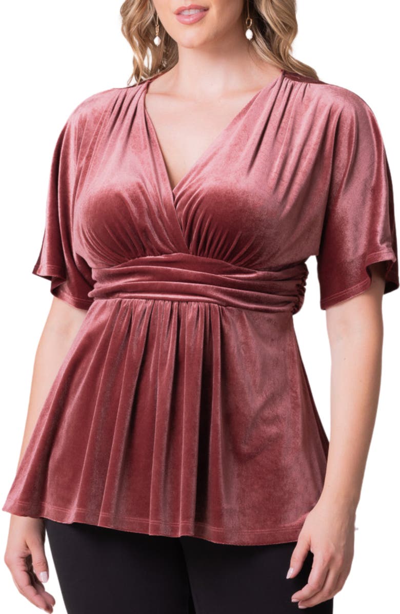 Kiyonna Park Avenue Velvet Top, Alternate, color, Mauve Rose