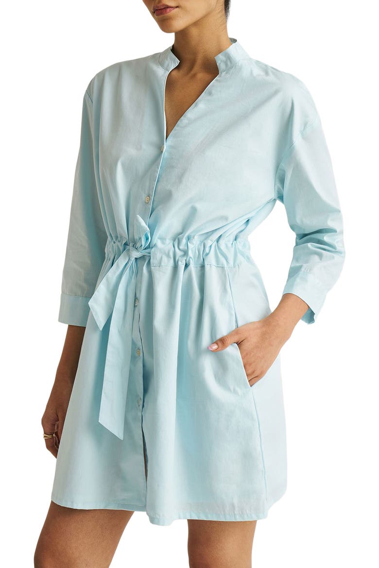 Short Tie Waist Dress, Alternate, color, Summer Blue