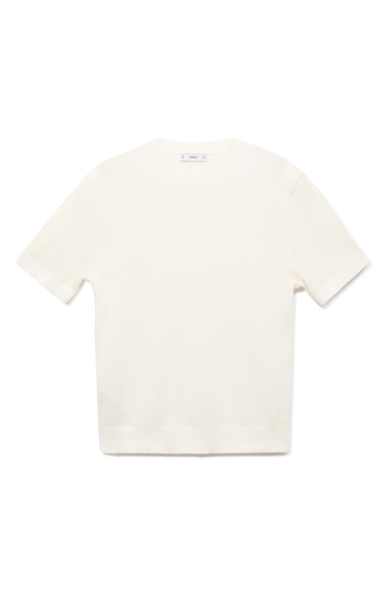MANGO Rib Knit T-Shirt, Alternate, color, Off White