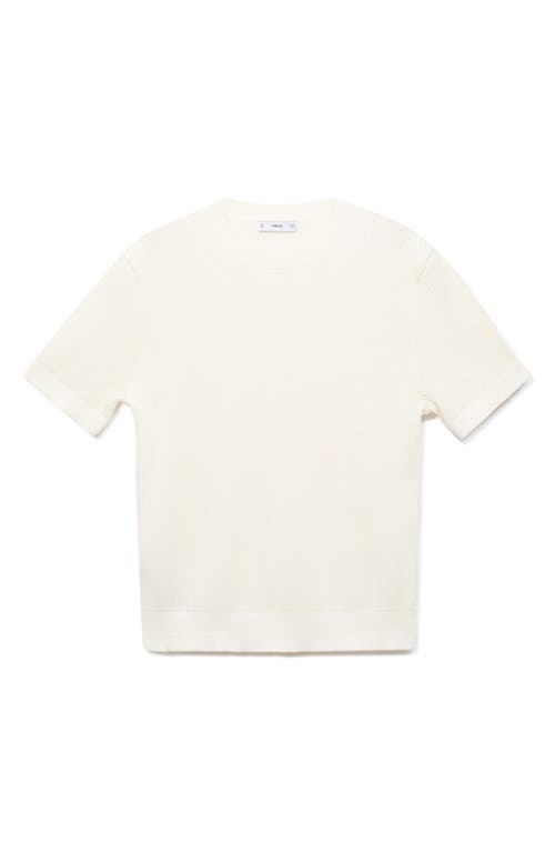 Mango Rib Knit T-shirt In White