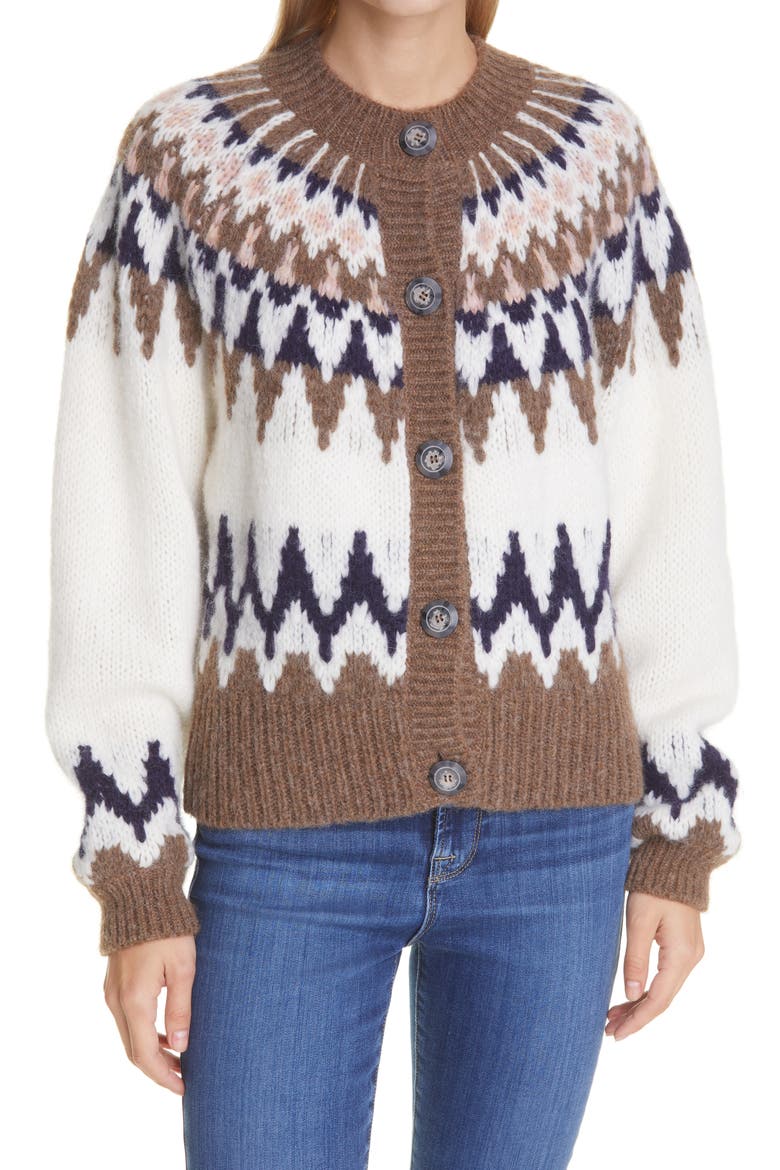 Fair Isle Alpaca Blend Cardigan, Main, color, OFF WHITE MULTI