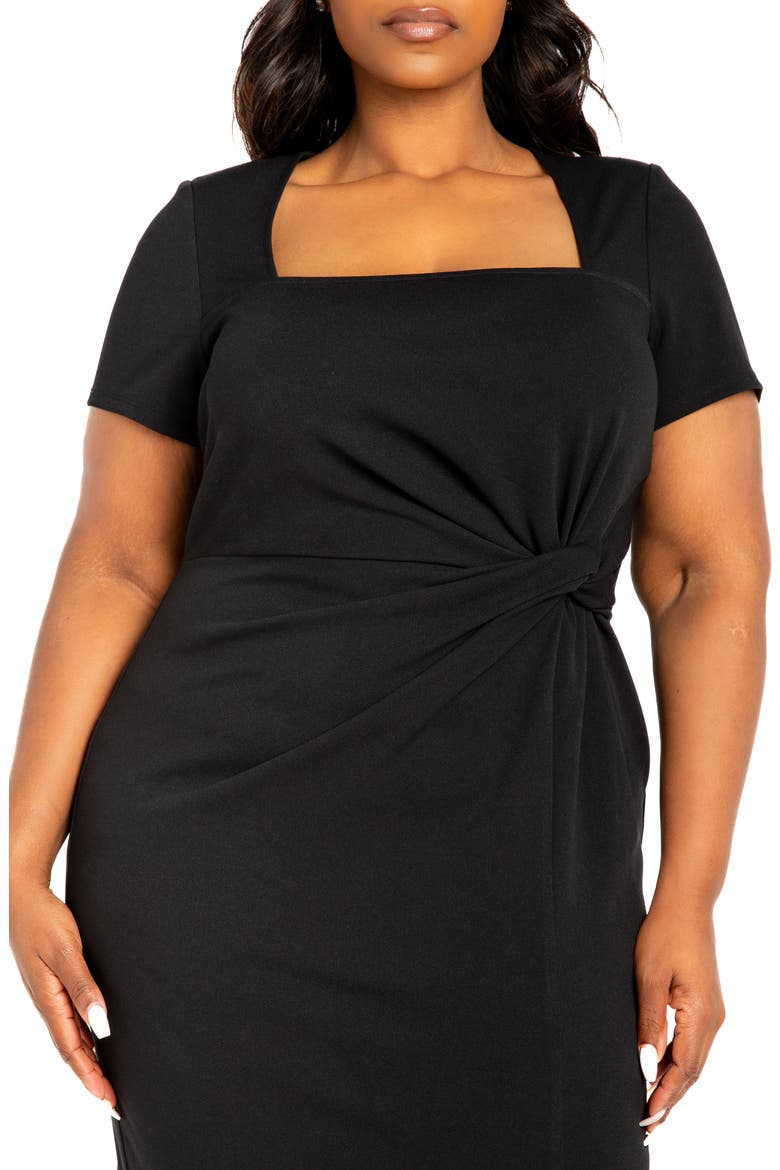 Gathered Waist Midi Dress, Alternate, color, BLACK